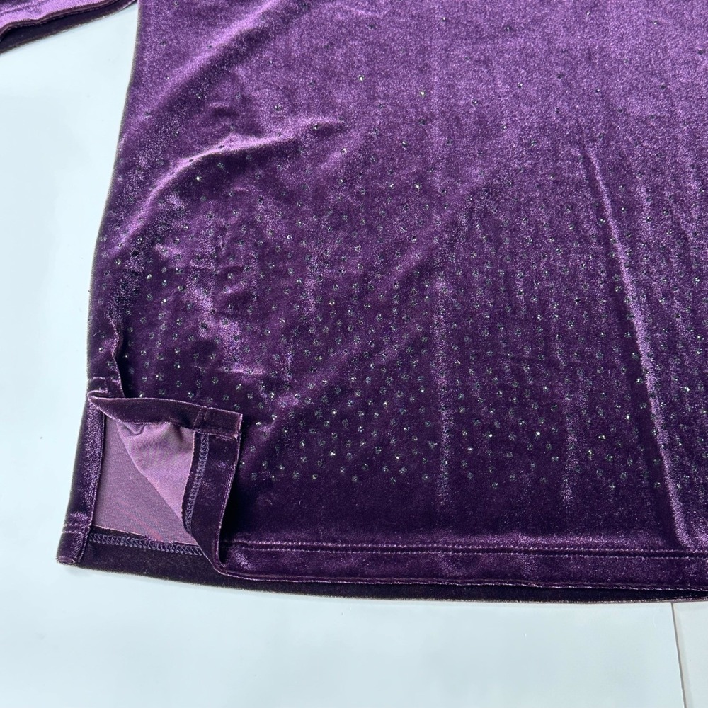 Notations Velvet Top Purple Sparkle Bling‎ Formal Event Party Vintage NEW Sz 1X - Picture 5 of 13
